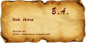Bek Anna névjegykártya