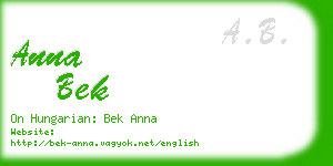 anna bek business card
